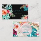 PixDezines水彩熱帯花の葉 名刺 (正面/裏面)