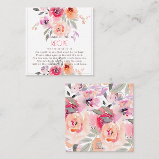 PixDezines水彩牡丹レシピリクエストエンクロ エンクロージャーカード (正面/裏面)