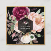 PixDezines水彩牡丹広場ビジネスカード スクエア名刺 (正面)