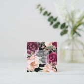 PixDezines水彩牡丹赤面ブルゴーニュ スクエア名刺 (スタンド正面)