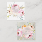 PixDezines水彩牡丹+セージ スクエア名刺 (正面/裏面)