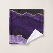 PixDezines水彩瑪瑙パープル金ゴールド静脈 バスタオルセット (ウォッシュタオル)