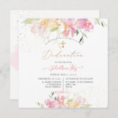 PixDezines水彩画赤面スイートピーズ献身 招待状 (正面/裏面)