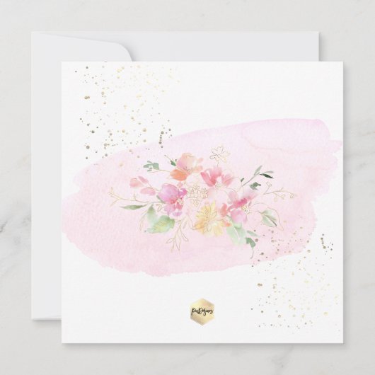 PixDezines水彩画赤面スイートピーズ献身 招待状 (裏面)