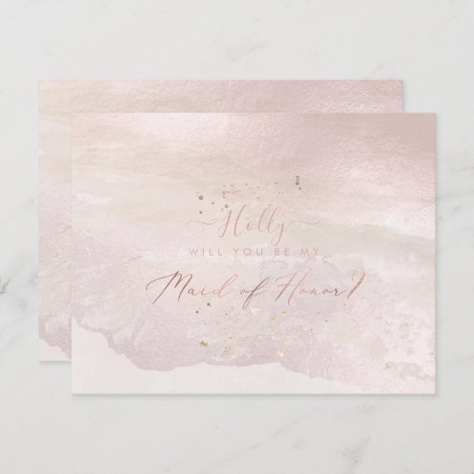 PixDezines水彩画赤面沿岸メイド・オブ・オーナー(花嫁付き添い人) 招待状 (正面/裏面)