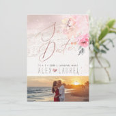 PixDezines水彩画赤面Peonies Save the Date 招待状 (スタンド正面)