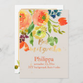 PixDezines水彩画/フローラ/RanunculusBat（ユダヤ教の）バル・ミツバー 招待状 (正面/裏面)