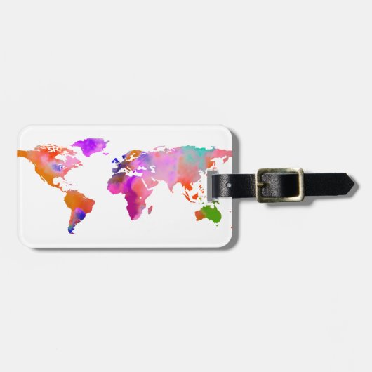 PixDezines水彩画/ワールドマップ/DIY背景 ラゲッジタグ (正面横)