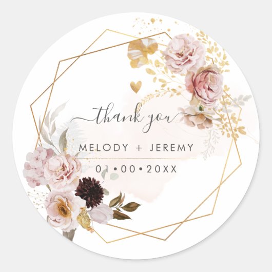 PixDezines水彩秋ガーデンフラワーズクラシック ラウンドシール (正面)