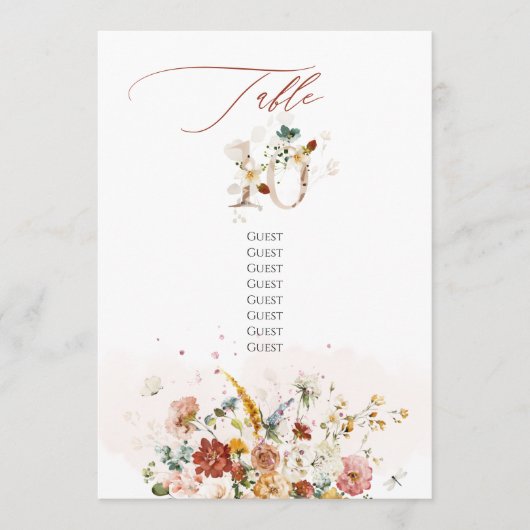 PixDezines水彩秋ガーデンフラワーテーブル10 招待状 (正面)