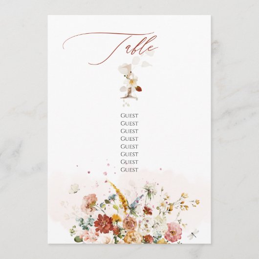 PixDezines水彩秋ガーデンフラワーテーブル1 招待状 (正面)