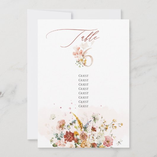 PixDezines水彩秋ガーデンフラワーテーブル6 招待状 (正面)