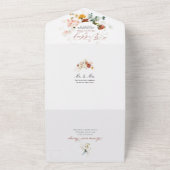 PixDezines水彩秋ガーデンフラワー オールインワン招待状 (外側)