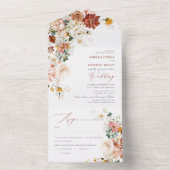 PixDezines水彩秋ガーデンフラワー オールインワン招待状 (内側)