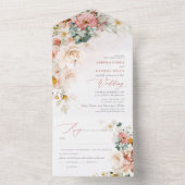 PixDezines水彩秋ガーデンフラワー オールインワン招待状 (内側)