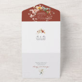 PixDezines水彩秋ガーデンフラワー オールインワン招待状 (外側)