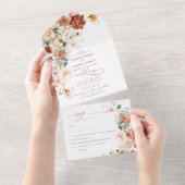 PixDezines水彩秋ガーデンフラワー オールインワン招待状 (貼ってはがせる)