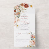 PixDezines水彩秋ガーデンフラワー オールインワン招待状 (内側)