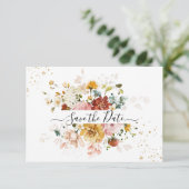 PixDezines水彩秋ガーデンフラワー セーブザデート (スタンド正面)