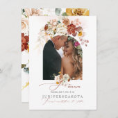 PixDezines水彩秋ガーデンフラワー セーブザデート (正面/裏面)