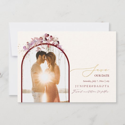 PixDezines水彩秋ユーカリリース セーブザデート (正面)