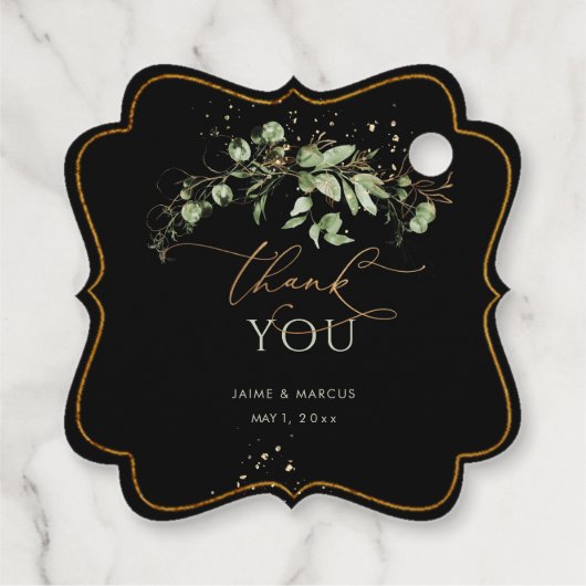 PixDezines水彩緑のユーカリ感謝していヨー フェイバータグ (裏面)