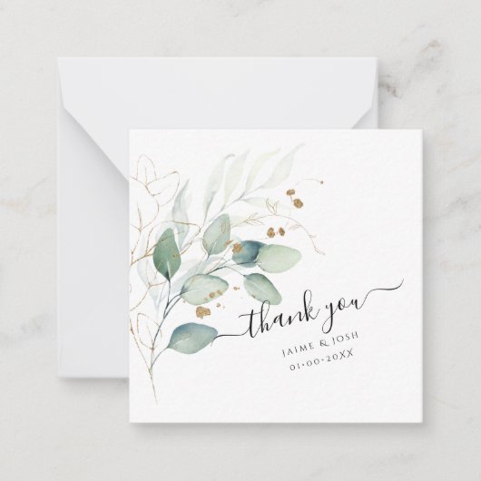 PixDezines水彩緑のユーカリ ノートカード (正面)