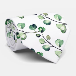 PixDezines水彩緑青ユーカリ ネクタイ