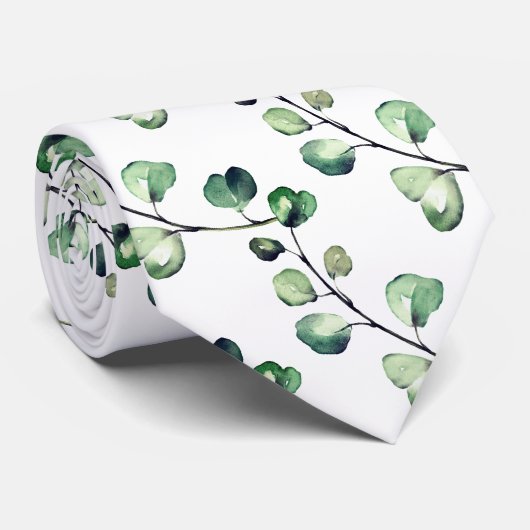 PixDezines水彩緑青ユーカリ ネクタイ (ロール)