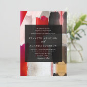PixDezines水彩色モダン赤黒 招待状 (スタンド正面)