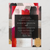 PixDezines水彩色モダン赤黒 招待状 (正面/裏面)