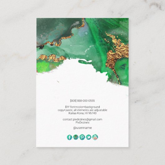 PixDezines水彩色抽象芸術銀河系ジュエリー 名刺 (裏面)