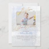 PixDezines水彩艶消しバプテスマ2nd誕生日 招待状 (正面)