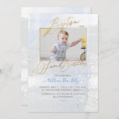 PixDezines水彩艶消しバプテスマ2nd誕生日 招待状 (正面/裏面)