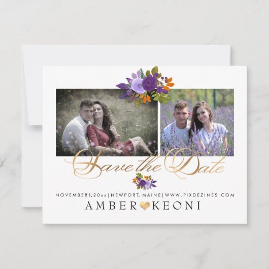 PixDezines水彩花の保存日 セーブザデート (正面)