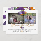 PixDezines水彩花の保存日 セーブザデート (正面/裏面)