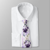 PixDezines水彩花パープルバラ ネクタイ (タイ)