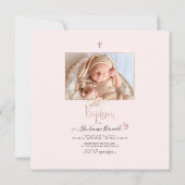 PixDezines水彩花ピーチバプテスマ 招待状 (裏面)