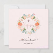 PixDezines水彩花ピーチバプテスマ 招待状 (正面)