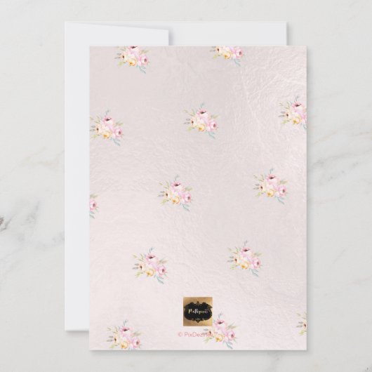 PixDezines水彩花牡丹バプテスマ 招待状 (裏面)