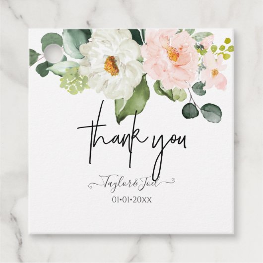 PixDezines水彩花赤面ホワイトローズ フェイバータグ (正面)