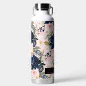 PixDezines水彩花赤面海軍 ウォーターボトル (正面)