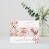 PixDezines水彩花、少女誕生 ポストカード (スタンド正面)