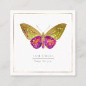 PixDezines水彩蝶 スクエア名刺 (正面)