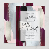 PixDezines水彩見本ダリアレッド赤面 招待状 (正面/裏面)