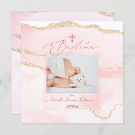 PixDezines水彩赤面アゲート、バプテメファイル 招待状