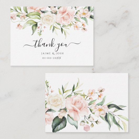 PixDezines水彩赤面クリームバラノートカード ノートカード (正面/裏面)