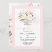 PixDezines水彩赤面クリームバラ 招待状 (正面/裏面)