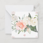 PixDezines水彩赤面サンゴ+ホワイトローズ ノートカード (裏面)