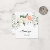 PixDezines水彩赤面サンゴ+ホワイトローズ ノートカード (正面/裏面インサイチュ)